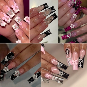 3D star and bow pendant alloy nail art charms with pearls and rhinestones kit