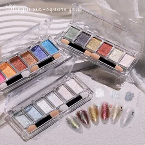 Polvo De Purpurina Para Uñas Sólido Multicolor Aurora Espejo Pigmento Cromo Brillo Perla Artificial Para Decoración De Manicura Profesional Paleta
