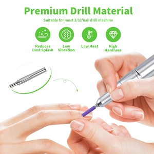 Detail of professional 3/32 inch purple nail sanding band with durable stainless steel mandrel
