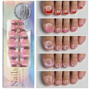 Détail du kit d'ongles de pieds en gel souple 3-en-1 avec French tips et 12 tailles