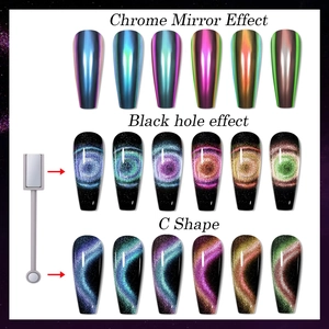 Magnetisches 5D-Chamäleon-Nagelpulver mit Spiegelchrom- und Katzenaugen-Effekten