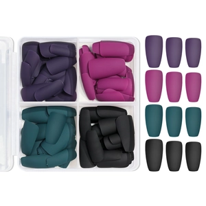 Matte finish short square fake nail tips in 4 colors with clear storage organizer box