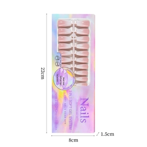 Ombre pink French press-on nail kit with 15 sizes in 22x8x1.5cm box packaging