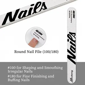 Macro detail of professional 100/180 grit double-sided washable nail file for manicure