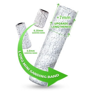 Professional 3.0mm and 6.35mm sanding bands with upgraded 7mm lengthened steel shaft