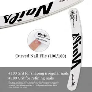 Curved 100/180 grit nail file detail showing professional shaping and smoothing surface