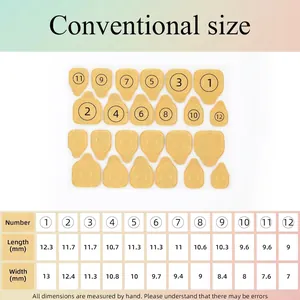 Waterproof nail jelly adhesive stickers in 12 conventional sizes for press on nails