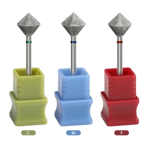 3-piece diamond nail drill bits set with diamond coated heads and storage bases