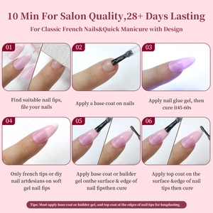 6-step tutorial for applying gradient pink French press-on nails for long-lasting manicure