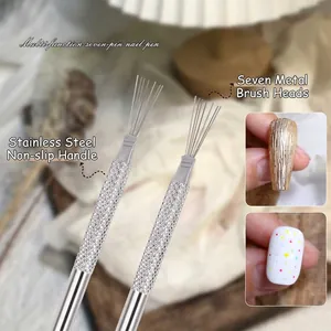 Professional Stainless Steel Multi Needle Nail Art Tool For Drawing Texture Patterns Fine Wire Pulling Manicure Design
