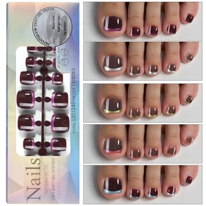 Guide détaillé des tailles de faux ongles d'orteils French avec options de couleurs