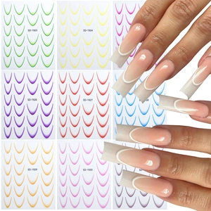 French tip nail stickers set with gradient patterns for DIY minimalist manicures