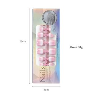 Kit de faux ongles de pieds dégradé rose avec système soft gel 3-en-1 et 12 tailles
