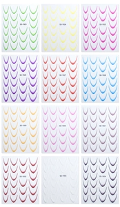 Set of 12 multi-color French V-shaped nail stickers with various gradient patterns