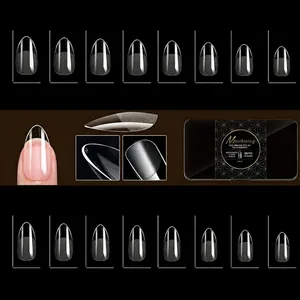 Tableau des tailles détaillé pour 480 capsules d'ongles amande givrées en 16 dimensions