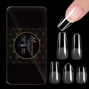 Capsules d'Ongles en Soft Gel Semi-Givré Forme Coffin Amande pour Extension Professionnelle Outil de Manicure Femme Ongles Artificiels