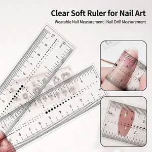 Transparent Soft Ruler For Nail Art Measuring Flexible Dual Scale Precise Manicure Tool For Press On Nails