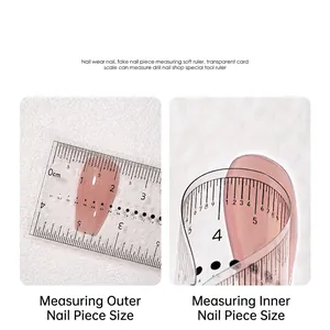 Flexible transparent nail ruler for measuring press-on nails and natural nail sizes