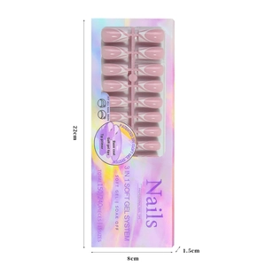 French soft gel press-on nails set with gradient pink finish in 15 sizes and 240 pieces