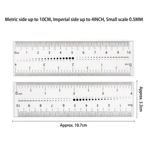 Transparent flexible ruler for nail size measurement with dual metric and inch scales