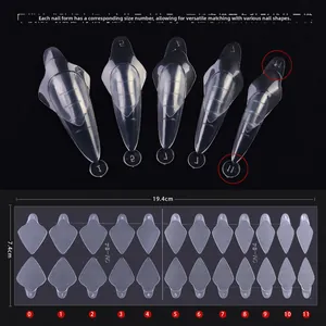 Dual nail forms for extension with French tip stickers and 12 different size markings