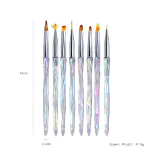 8-piece set of gradient nail art brushes with iridescent acrylic handles and various tips