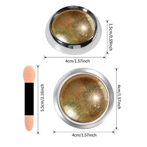 Holographic laser nail powder jars with dual-head sponge applicator tool and dimensions