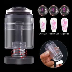 Transparent Silicone Nail Art Stamper Rotatable Adjustable Pattern Size Manicure Transfer DIY Tool With Scraper