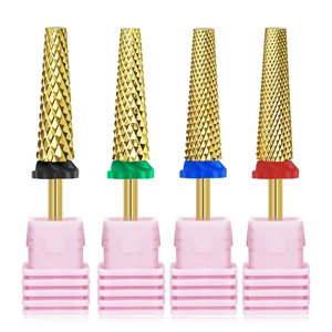 Set of four professional tungsten steel nail drill bits with colored identification rings