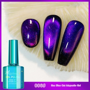 7.5ml 006 sea blue cat eye gel polish with purple magnetic shimmer and soak-off uv led effect