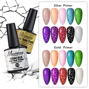 Crackle gel nail polish set showing gold and silver marble effects with 7.5ml bottles
