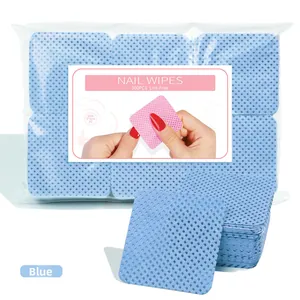 Fusselfreie blaue Nagelreinigungs-Pads im 300er-Pack mit atmungsaktiver Netzstruktur