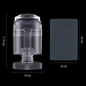 Transparent rotating silicone nail art stamper and scraper set for French manicure tips