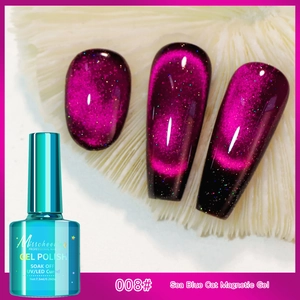 Detail of Sea Blue Cat Eye magnetic gel polish 008 showing shimmer and shimmer effects