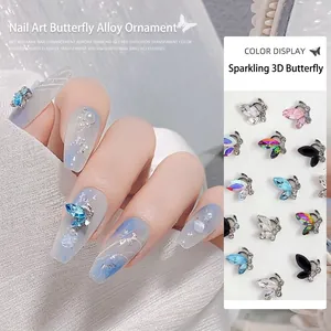 Butterfly Nail Art Charms Alloy Zircon Rhinestone 3D Luxury Mini Japanese Style Manicure Decoration Jewelry Women