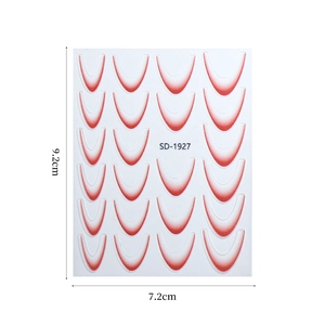 Self-adhesive red and white gradient French nail art stickers sheet, model SD-1927