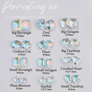 Strass Pour Ongles En Verre K9 Aurora Charmes En Cristal Irisé Pour Décoration De Manucure Formes Coeur Étoile Larme