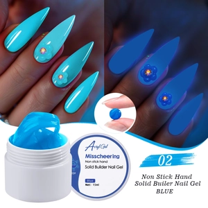 Detail von 15ml festem Nagel-Aufbaugel in Blau mit UV-Neon-Fluoreszenzeffekt für Maniküre