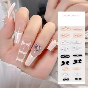 Bow Knot Nail Art Charms Alloy Ballet Ribbon Style With Faux Artificial Pearl 3D Manicure Decoration Accessories For DIY Nails