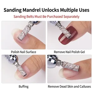Mandrin pour embout de ponçage d'ongles mini, démonstration de polissage et de manucure