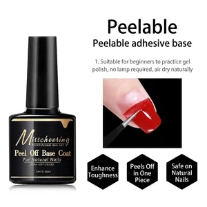 Detailed view of 7.5ml peel-off base coat nail polish with easy removal demonstration