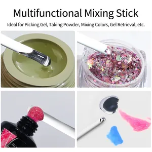 Multipurpose stainless steel nail art mixing spatula for gel polish and color blending