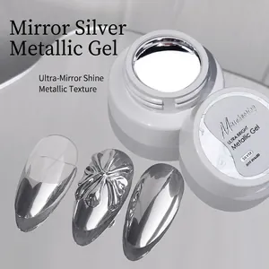 Metallic silver mirror nail gel in 6ml pot for UV and LED French art painting
