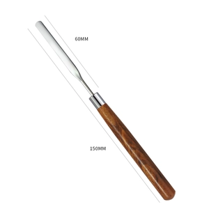 Japanese style nail polish mixing spatula with stainless steel blade and wood handle