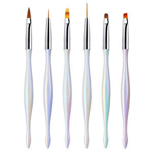 Professional Nail Art Brushes Iridescent Aurora Handle Detailing Painting Drawing Liner Design Manicure Tools
