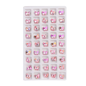 Strass a cuore farfalla in vetro K9 rosa AB aurora per nail art e gioielleria