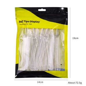 Fan-shaped nail display sticks in clear plastic with premium packaging for salons