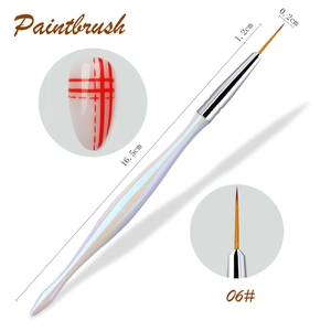 Macro detail of 06# aurora gradient nail liner brush with 1.2cm ultra fine tip