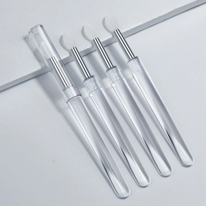 Set of 4 transparent silicone brushes for nail powder and makeup with acrylic handles
