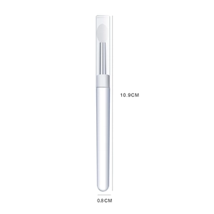 Portable silicone nail art applicator tool with clear cap 10.9cm height white handle